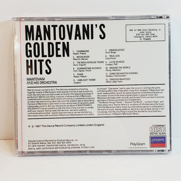 Mantovani CD Mantovani's Golden Hits 1967 Polygram Records - Picture 2 of 4